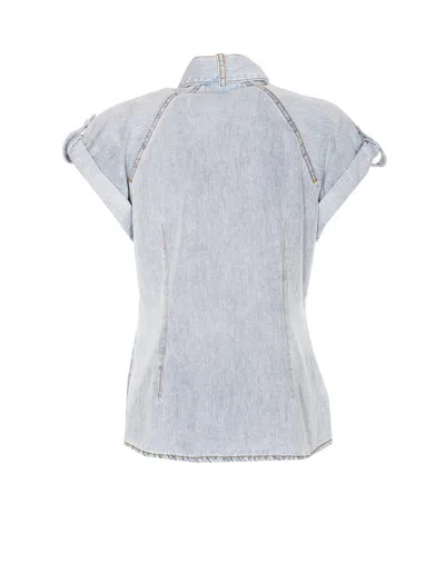 Zimmermann Stylish Top Featuring Tie Collar And Folded Cuffs In Blue