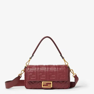 Fendi Women Baguette Leather Crossbody Bag In Red