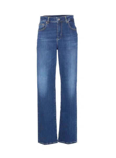 Liu •jo Liu Jo Logo Patch Straight Leg Jeans In Blue