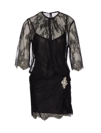 Liu •jo Chantilly Crystal Lace Mini Dress In Black