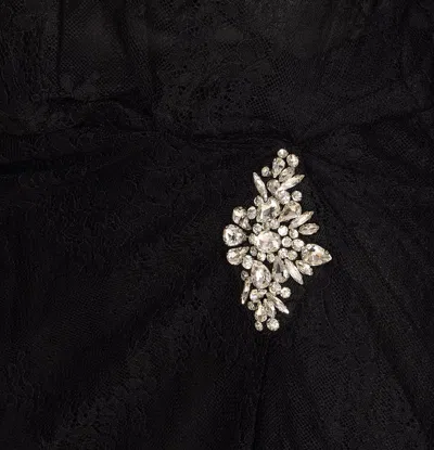 Liu •jo Chantilly Crystal Lace Mini Dress In Black