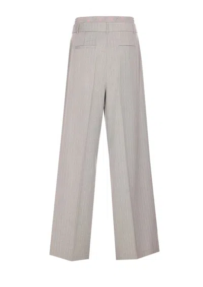 Liu •jo Striped Trousers In Gray