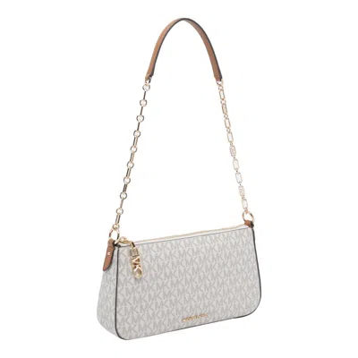Michael Kors Chain Strap Leather Trim Shoulder Bag In Neutral