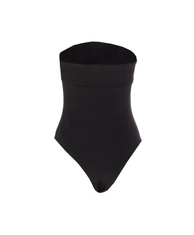 Balmain Crepe Bustier Bodysuit With Belt Detail In Multi