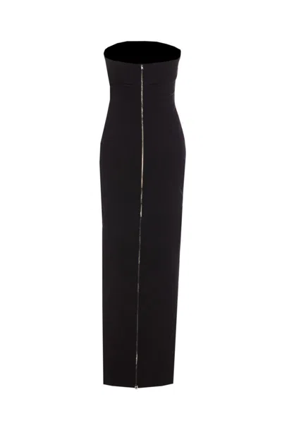 Balmain Belted Bustier Compact Jersey Long Dress Clothing In Black