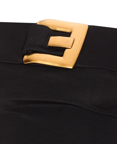 Balmain Crepe Bustier Bodysuit With Belt Detail In Multi