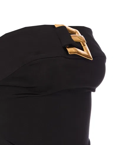 Balmain Belted Bustier Compact Jersey Long Dress Clothing In Black