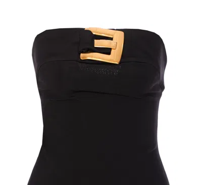 Balmain Belted Bustier Compact Jersey Long Dress Clothing In Black