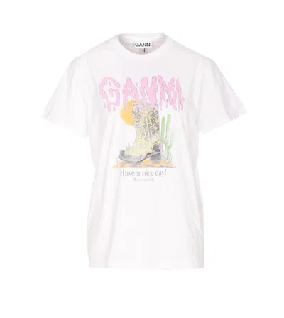 Ganni Women Vintage Wash T-shirt In White