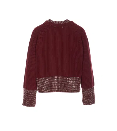 Golden Goose Women Embroidered Rhinestones Sweater In Red