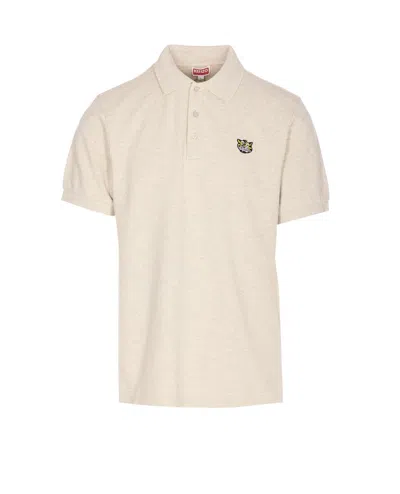 Kenzo Tiger Patch Polo Shirt In Neutral