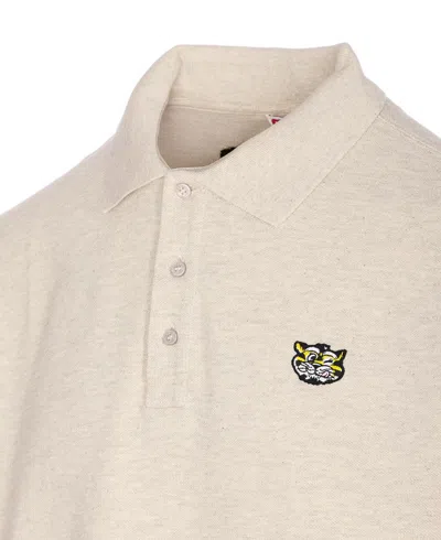 Kenzo Tiger Patch Polo Shirt In Neutral