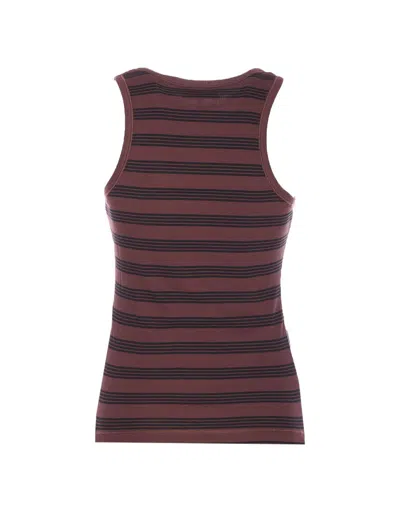 Ganni Women Stripe Rib Tank Top In Brown