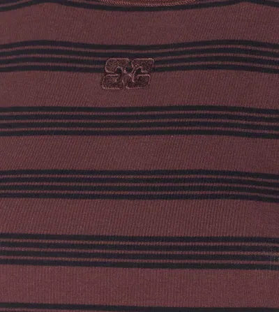 Ganni Women Stripe Rib Tank Top In Brown