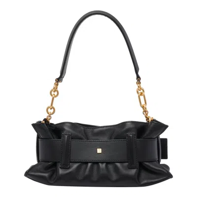 Balmain Anthem Buckled Leather Shoulder Bag In Black