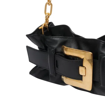 Balmain Anthem Buckled Leather Shoulder Bag In Black