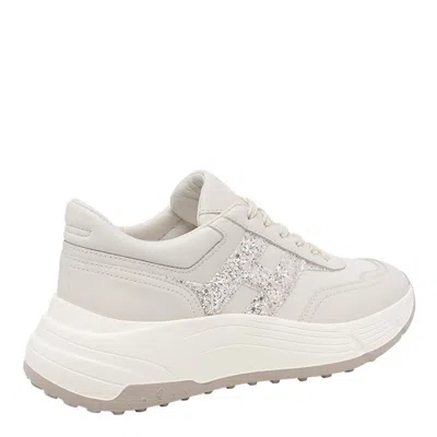 Hogan Hi-fi Glitter Logo Sneakers In White