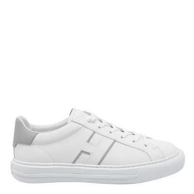 Hogan Lateral Logo Round Toe Trainers In White
