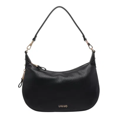 Liu •jo Logo Zip Shoulder Bag In Black