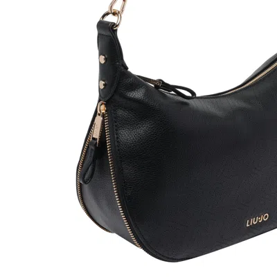 Liu •jo Logo Zip Shoulder Bag In Black