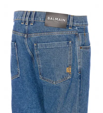 Balmain Regular Denim Pants In Blue