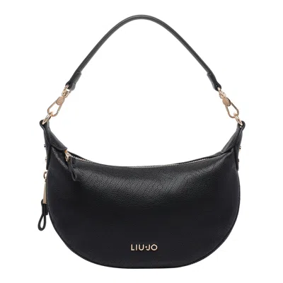 Liu •jo Logo Zip Shoulder Bag In Black
