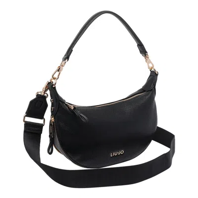 Liu •jo Logo Zip Shoulder Bag In Black