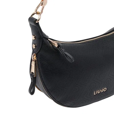 Liu •jo Logo Zip Shoulder Bag In Black