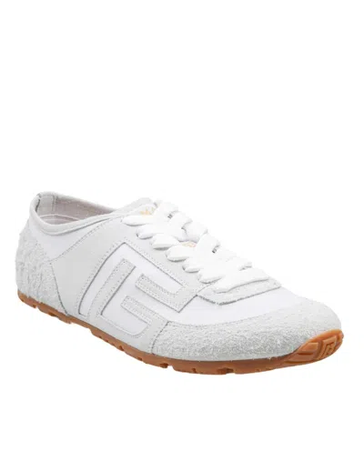 Balmain Racer 45 Trainers In Lambskin And Suede In White