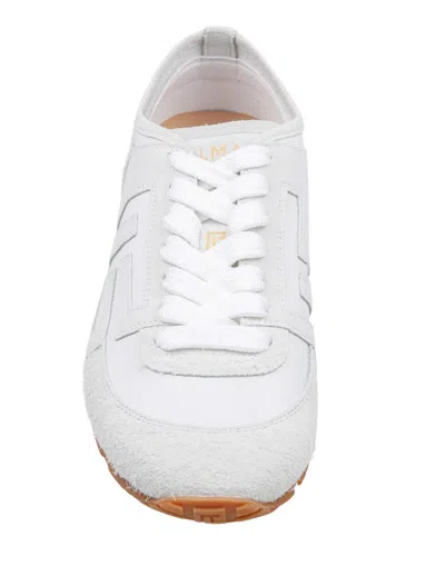 Balmain Racer 45 Trainers In Lambskin And Suede In White