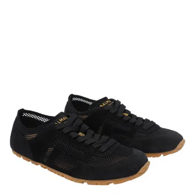 Balmain Suede Racer 45 Sneakers In Black