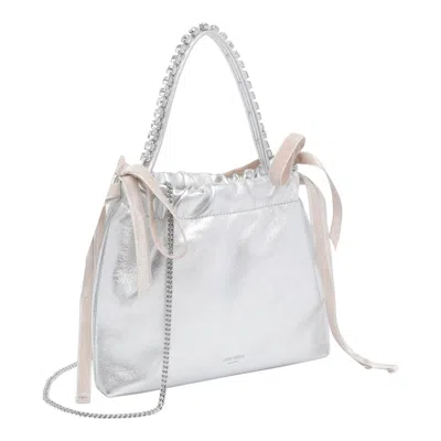 Jimmy Choo Drawstring Mini Tote Bag In Silver