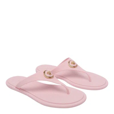 Versace Alia Medusa Rubber Thong Sandals In Pink