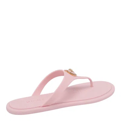Versace Alia Medusa Rubber Thong Sandals In Pink