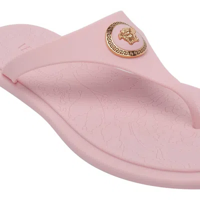 Versace Alia Medusa Rubber Thong Sandals In Pink