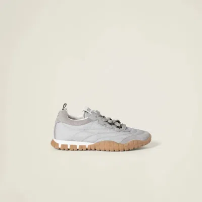 Miu Miu Tyre Technical Fabric And Suede Sneakers In Gray