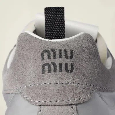 Miu Miu Tyre Technical Fabric And Suede Sneakers In Gray