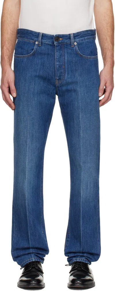 Givenchy Straight Fit Shadow Washed Jeans With Crease Effect In Blue