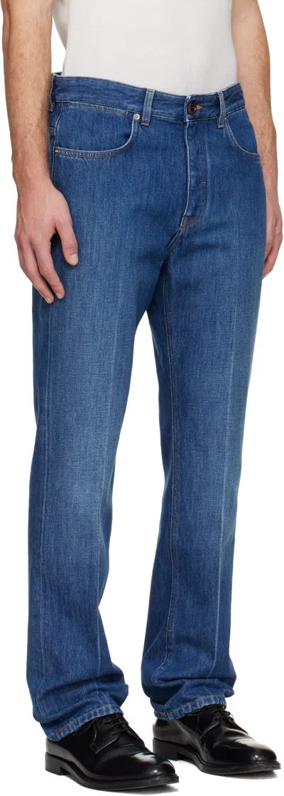 Givenchy Straight Fit Shadow Washed Jeans With Crease Effect In Blue