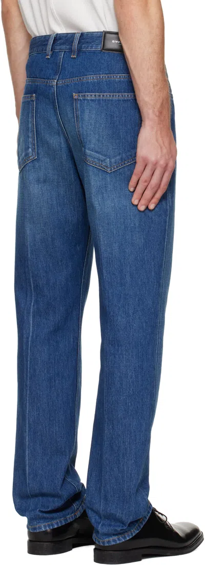 Givenchy Straight Fit Shadow Washed Jeans With Crease Effect In Blue