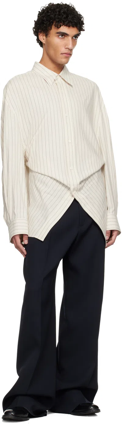 Hed Mayner Beige Pin Stripe Shirt In Neutral