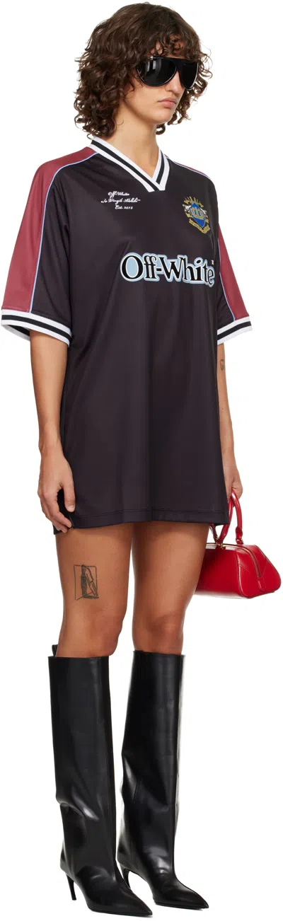 Off-white Black Poly Mesh Soccer Minidress In Multi