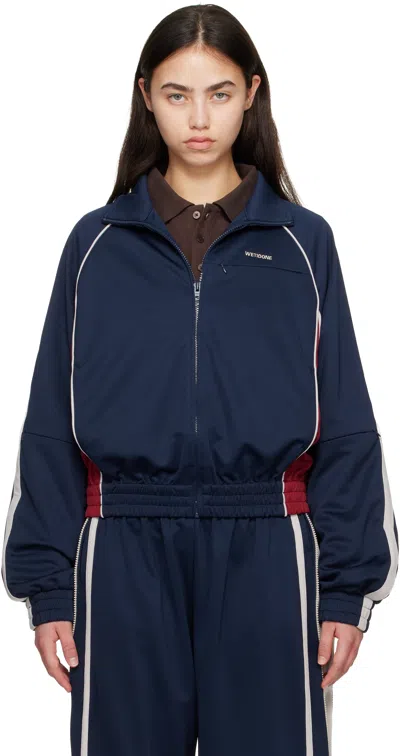 We11 Done Navy Color-block Track Jacket In Blue