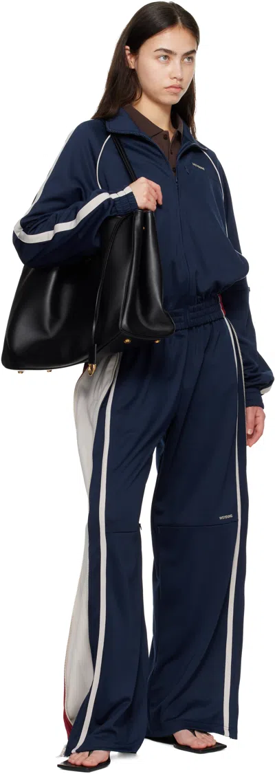 We11 Done Navy Color-block Track Jacket In Blue