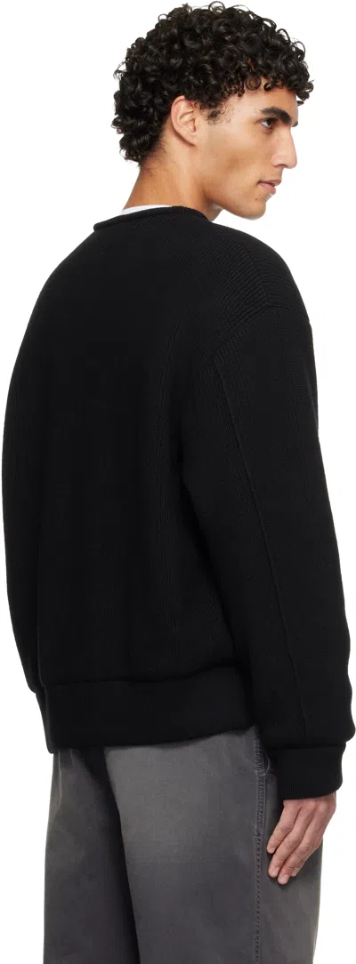 Solid Homme Black Wool Cashmere Knit Zip-up Jacket In Black