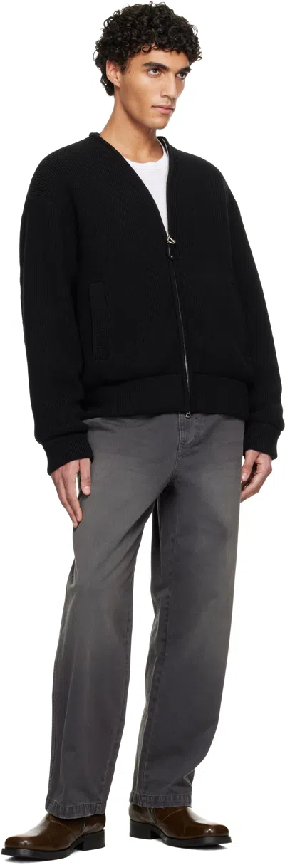 Solid Homme Black Wool Cashmere Knit Zip-up Jacket In Black