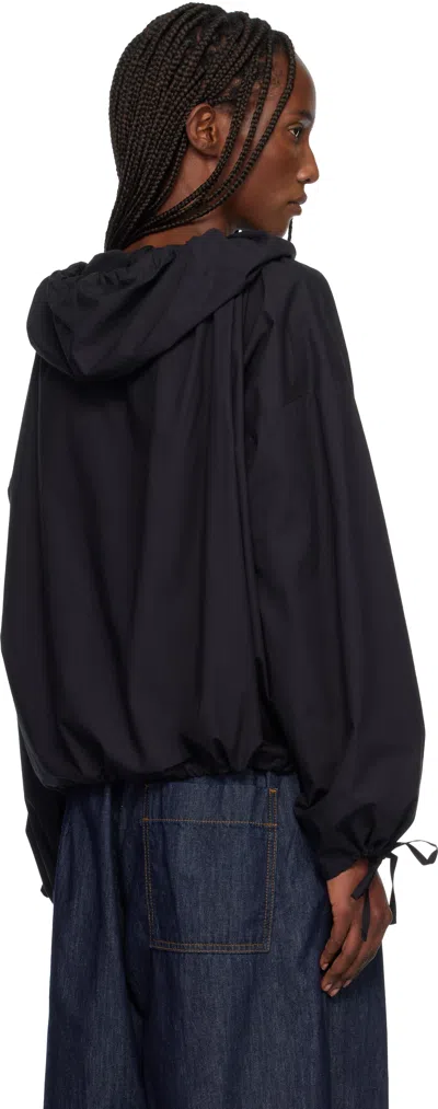Baserange Black Point Hooded Blouse In Black