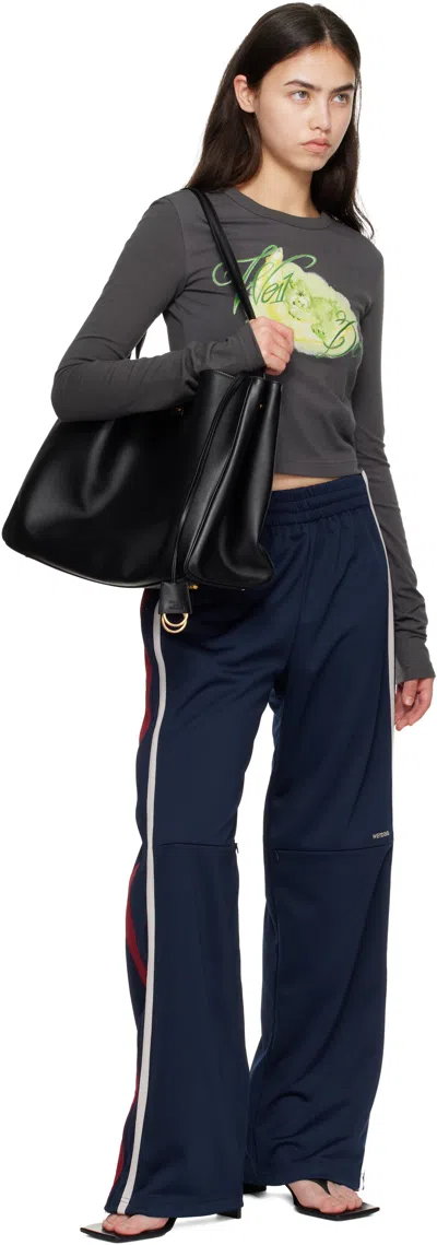 We11 Done Gray Cropped Pastel Teddy Long Sleeve T-shirt In Gray