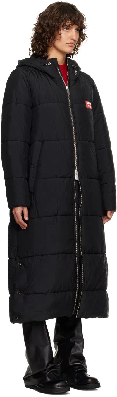 Charles Jeffrey Loverboy Black Long Bunny Puffer Coat In Blue