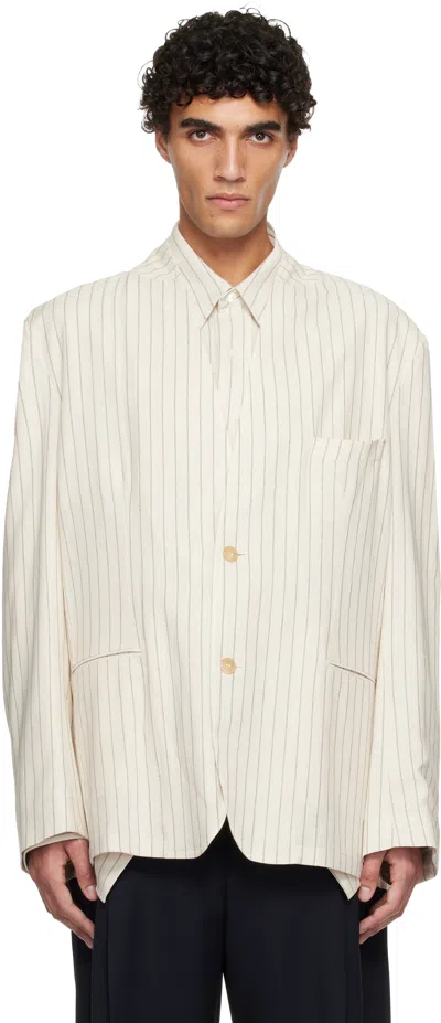 Hed Mayner Striped Suit Jacket In White